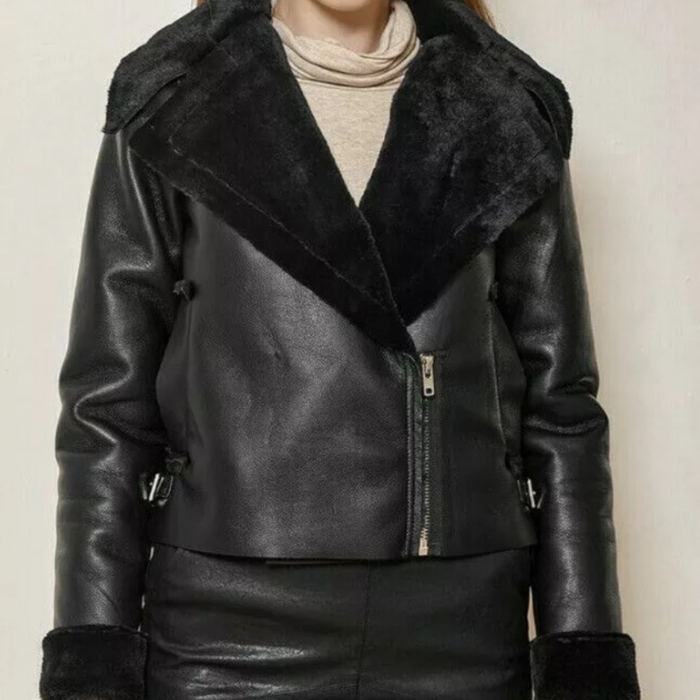 Lulus Small Moto Jacket NWT Faux Fur Vegan Jacket